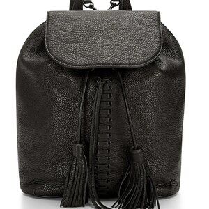 Rebecca Minkoff Black Genuine Leather Tassel Moto Backpack Large Drawstring